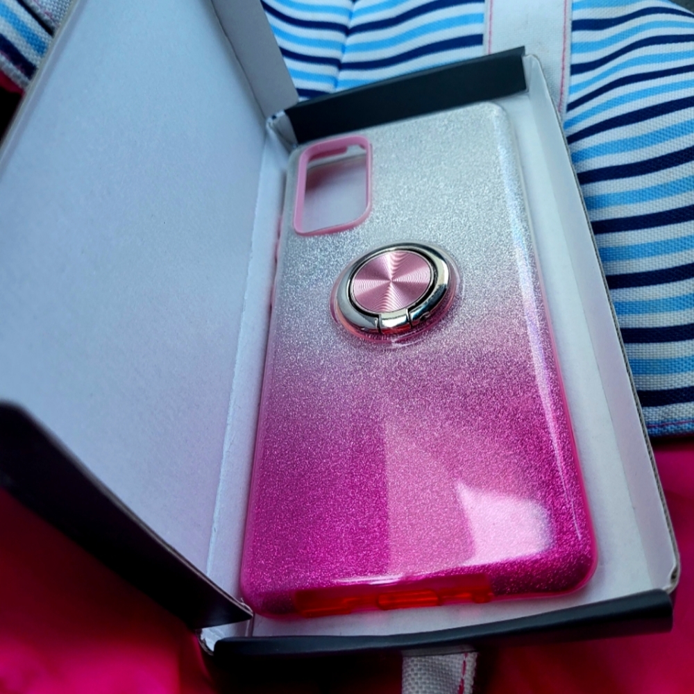Samsung s21 fe 5g cell phone case glitter pink ombre